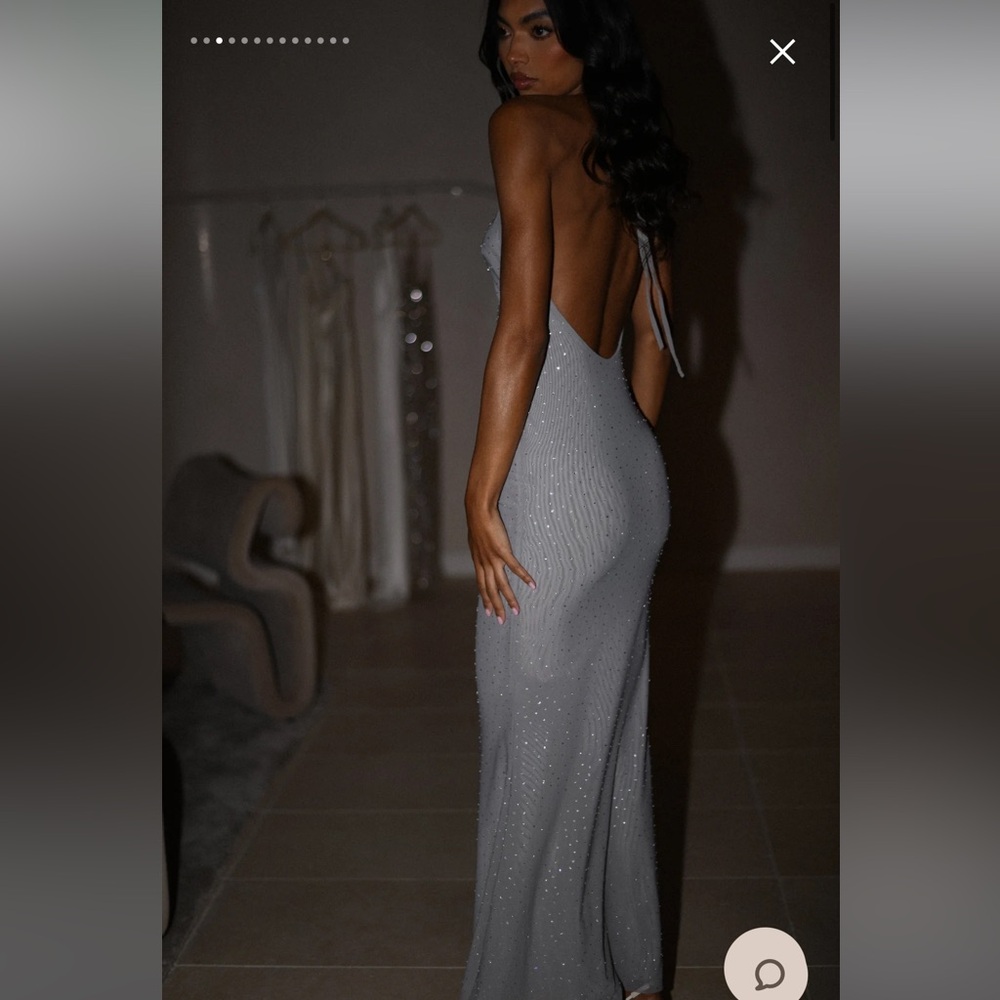 NWT Meshki Hot Fix Mesh Halter Maxi Dress